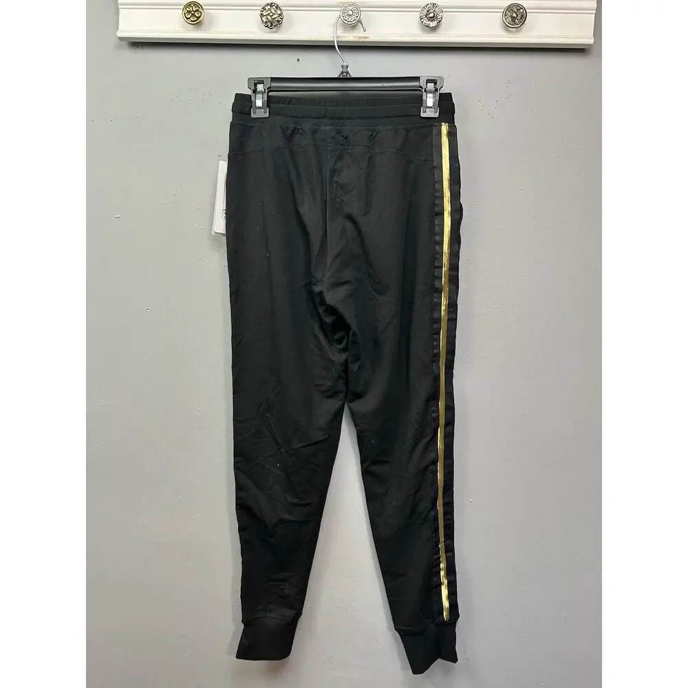 Ki Pro‎ Performance Joggers/Sweatpants Black Gold Striped Womens Small NEW